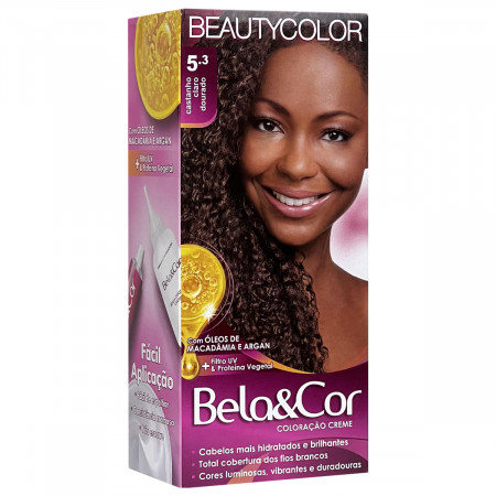 BeautyColor Coloração Bela&Cor Kit 5.3 Castanho Claro Dourado