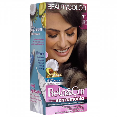 BeautyColor Coloração Bela&Cor Sem Amônia 7.1 Louro Cinza Médio