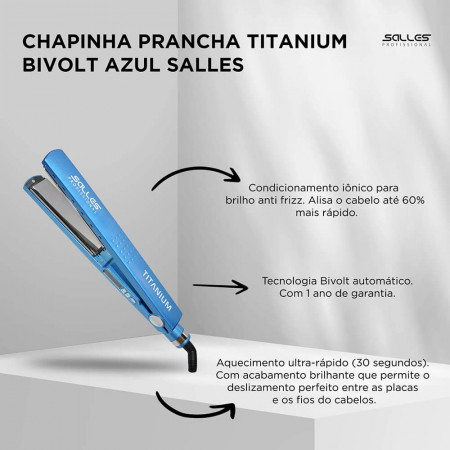 Prancha Profissional Nano Titanium By Salles 460F 240C - Bivolt