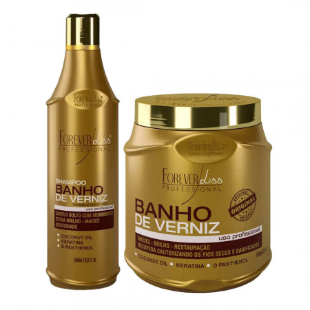 Forever Liss Kit Banho de Verniz Shampoo 500ml + Mascara 1kg