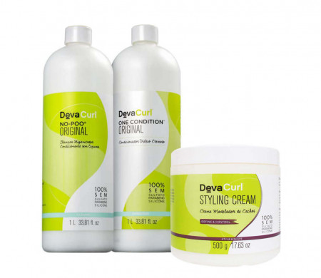 Deva Curl Kit Litro No-Poo + One + Styling Cream 500g (3 Itens)