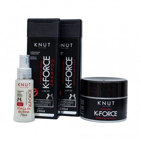 KNUT Kit K-Force Shamp, Condic, Másc e Leave-in (4 Produtos)