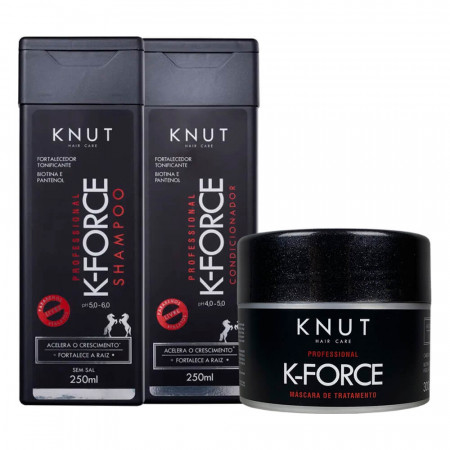 KNUT Kit K-Force Shampoo, Condicionador e Máscara (3 Produtos)