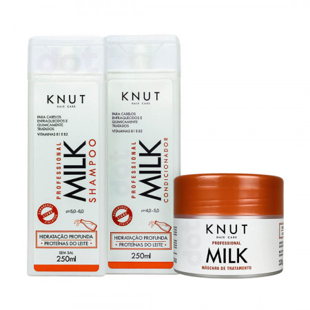 KNUT Kit Milk Shamp, Cond e Masc Hidratação Profunda (3 Produtos)