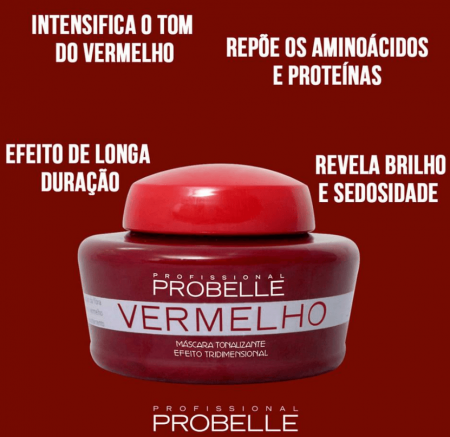 Probelle Mascara Tonalizante Vermelho 250g - Efeito 3D