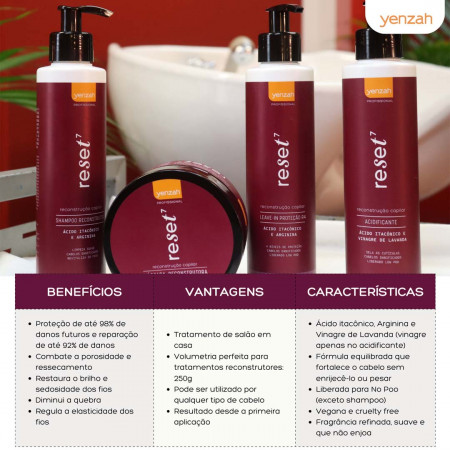 Yenzah Reset7 Shampoo Reconstrutor Limpeza Suave - 250ml